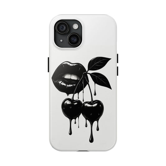 Bold Cherry Kiss Tough Phone Cases - Stylish and Durable Protection